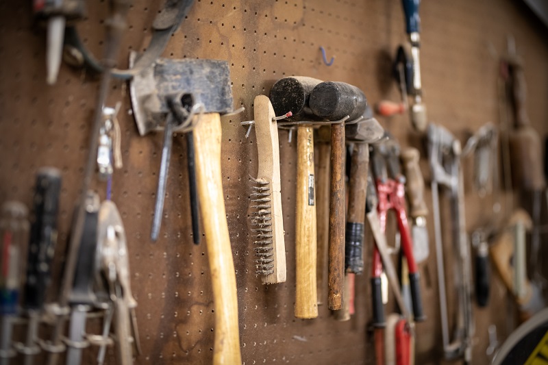 Tools in the woodworking shop 