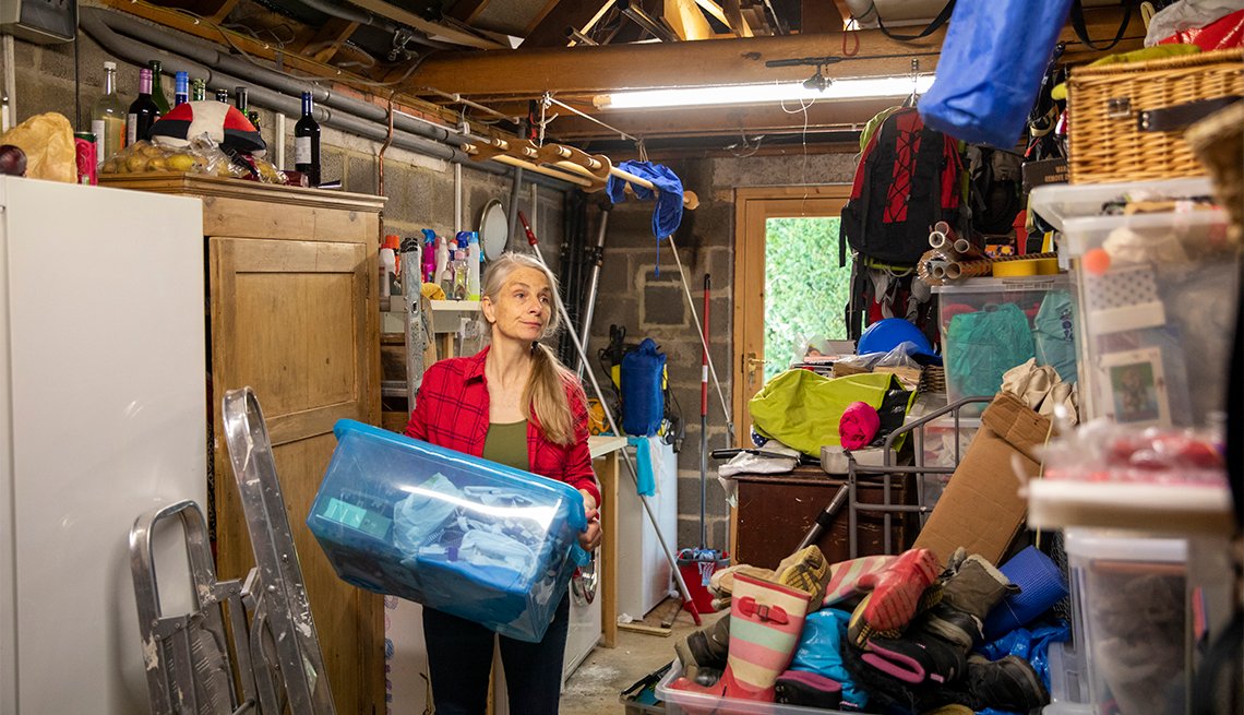 Woman Organizing Garage