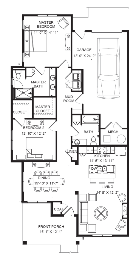 Guilford - 2 Bedroom - 1419 sq. ft. Floor Plan