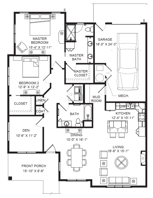 Guilford - 2 Bedroom/Den - 1625 sq. ft. Floor Plan